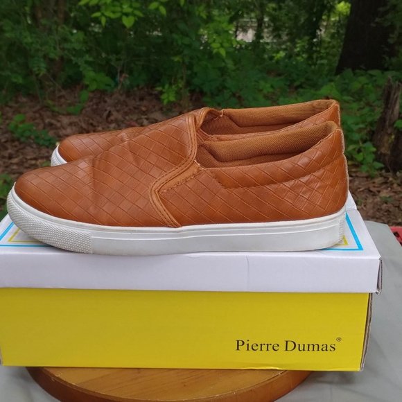 Pierre Dumas Weaved Whiskey Colored Slip On Sneakers Size 8 - Picture 5 of 9